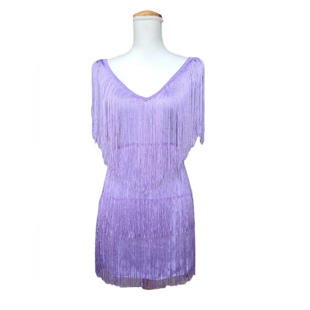 Elegant Purple Fringe Dress - Picture 5 of 13